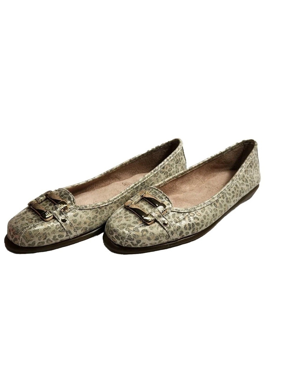Aerosoles Sherbet Loafers Womens Size 7.5 Gray Metallic Leopard Flats 284